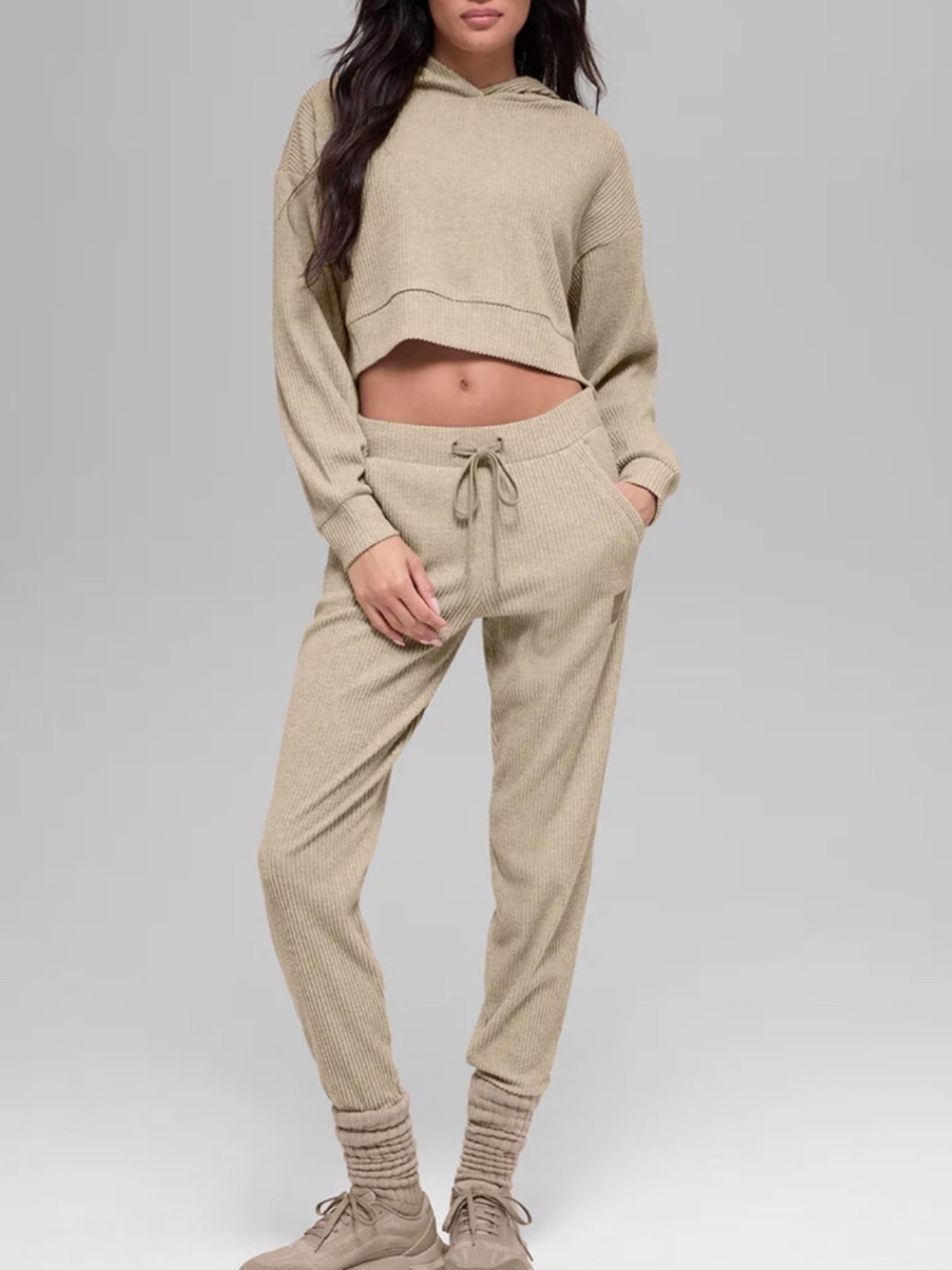 Alo Yoga Muse Sweatpants and Hoodie Set (Gravel Heather)